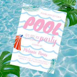Invitation Anniversaire d'été Piscine Plage Vagues