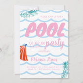 Invitation Anniversaire d'été Piscine Plage Vagues (Devant)