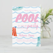 Invitation Anniversaire d'été Piscine Plage Vagues (Debout devant)