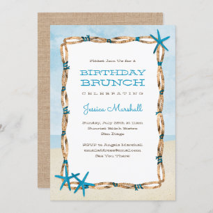 Invitation Anniversaire d'étoiles de mer d'Aqua et de plage