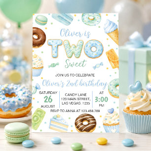 Invitation anniversaire deux gâteaux pastel doux