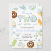 Invitation anniversaire deux gâteaux pastel doux (Devant)