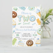 Invitation anniversaire deux gâteaux pastel doux (Debout devant)