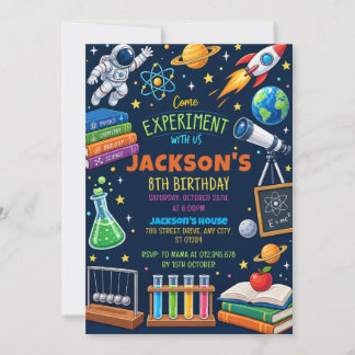 Invitation Anniversaire d'expérience de science folle personn