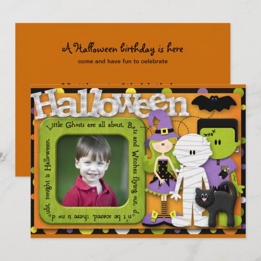 Invitation Anniversaire d'Halloween (Devant / Derrière)