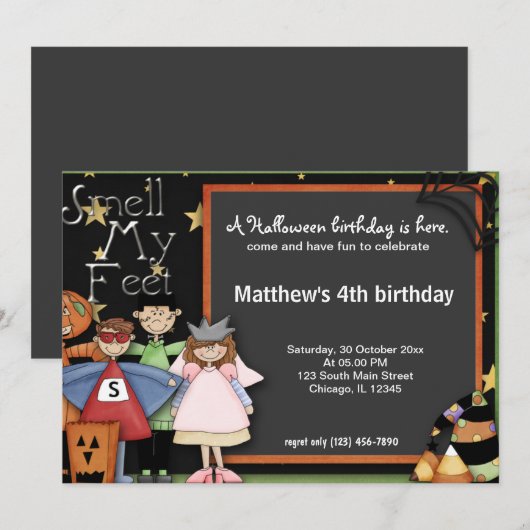 Invitation Anniversaire d'Halloween (Devant / Derrière)