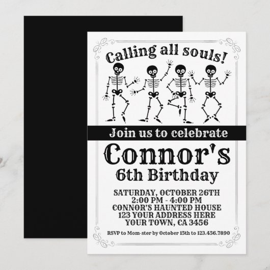 Invitation Anniversaire d'Halloween (Devant / Derrière)