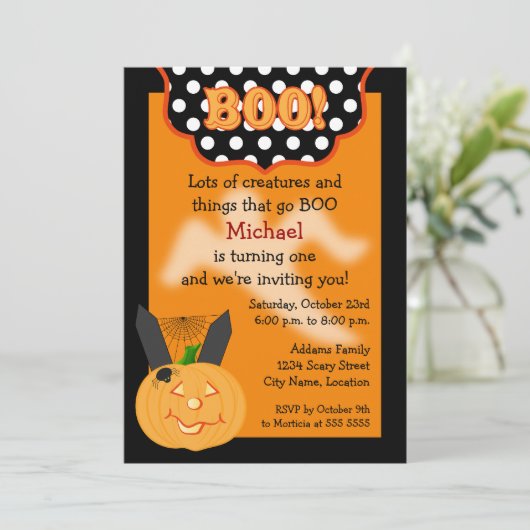 Invitation Anniversaire d'Halloween (Debout devant)