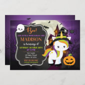 Invitation Anniversaire d'Halloween à Unicorne (Devant / Derrière)