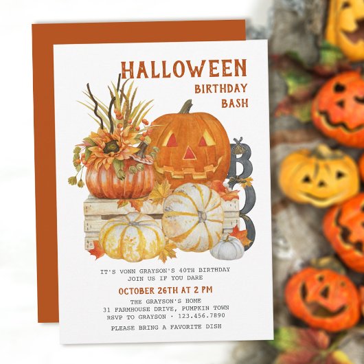 Invitation Anniversaire d'Halloween Bash Rustic Farmhouse Cit