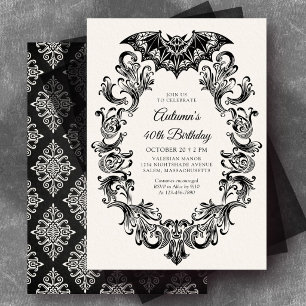 Invitation Anniversaire d'Halloween Chauve-Souris Élégante