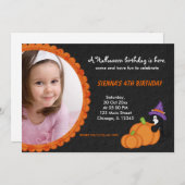 Invitation Anniversaire d'Halloween citrouille (Devant / Derrière)