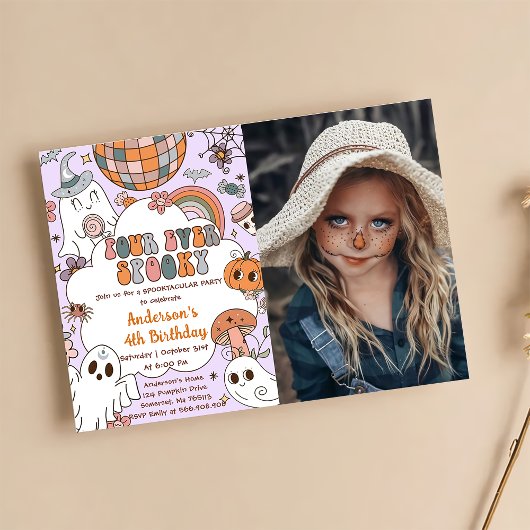Invitation Anniversaire d'Halloween Cute Ghouls 4ème annivers