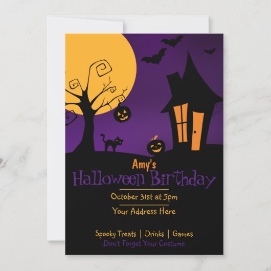 Invitation Anniversaire d'Halloween éffrayant (Devant)