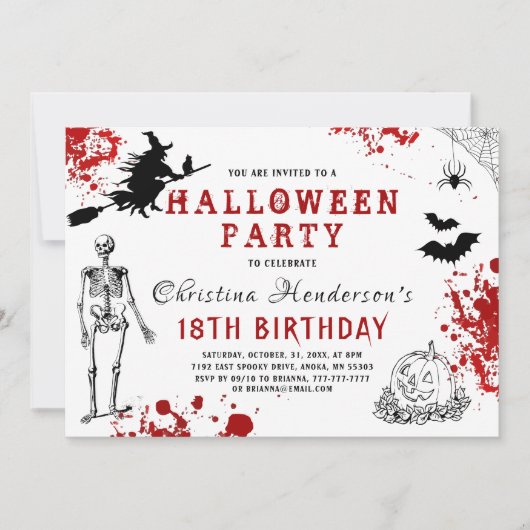 Invitation Anniversaire d'Halloween effrayant (Devant)