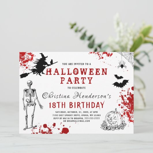 Invitation Anniversaire d'Halloween effrayant (Debout devant)