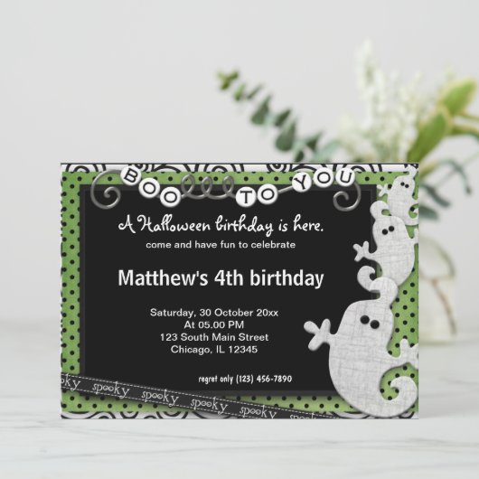 Invitation Anniversaire d'Halloween éffrayant (Debout devant)