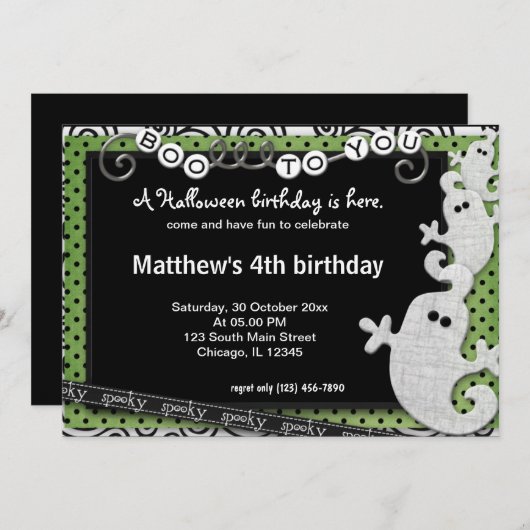 Invitation Anniversaire d'Halloween éffrayant (Devant / Derrière)