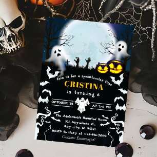 Invitation anniversaire d'Halloween Éffrayant noir