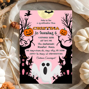 Invitation Anniversaire d'Halloween Éffrayant rose
