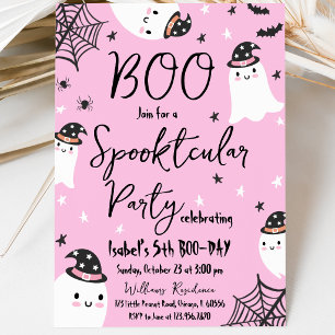 Invitation Anniversaire d'Halloween Fantastique Fantôme Rose