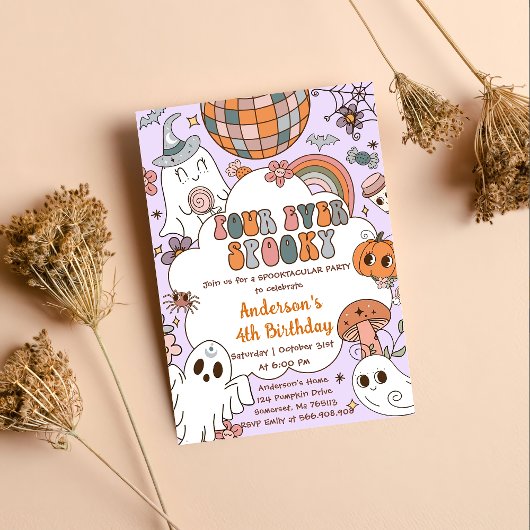 Invitation Anniversaire d'Halloween Ghouls 4ème anniversaire