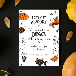 Invitation Anniversaire d'Halloween Obtenons des Doodles Éffr