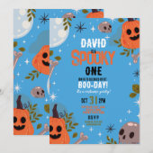 Invitation Anniversaire d'Halloween ONE Boys Blue Party Citro (Devant / Derrière)