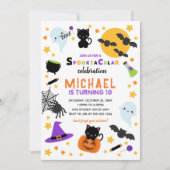 Invitation Anniversaire d'Halloween orange blanc (Devant)