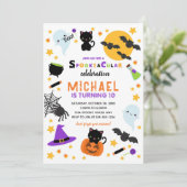 Invitation Anniversaire d'Halloween orange blanc (Debout devant)