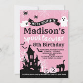 Invitation Anniversaire d'Halloween rose (Devant)