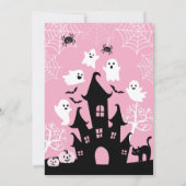 Invitation Anniversaire d'Halloween rose (Dos)