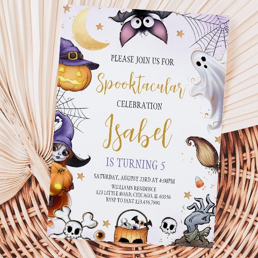Invitation Anniversaire d'Halloween Violet Fantastique