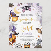 Invitation Anniversaire d'Halloween violet Spooktaculaire (Devant / Derrière)