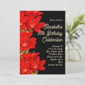 Invitation Anniversaire d'hiver Amaryllis Fleurs (Debout devant)