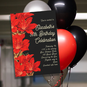 Invitation Anniversaire d'hiver Amaryllis Fleurs