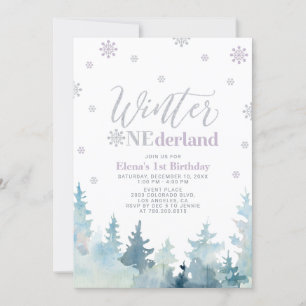 Invitation Anniversaire d'hiver argent et violet onederland 1