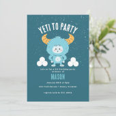 Invitation Anniversaire d'hiver Blue Boy Neige "Yeti to Party (Debout devant)
