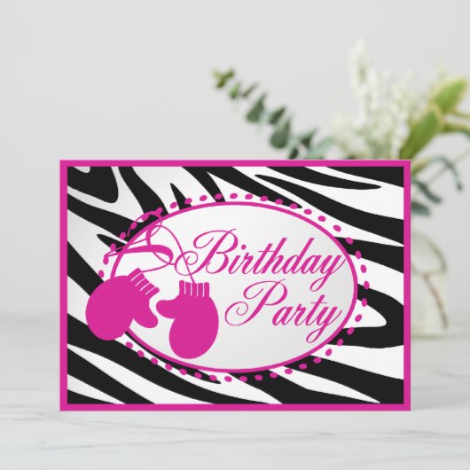 Invitation Anniversaire d'hiver Mittens (Debout devant)