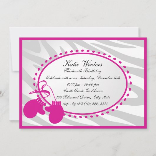 Invitation Anniversaire d'hiver Mittens (Dos)