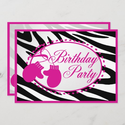 Invitation Anniversaire d'hiver Mittens (Devant / Derrière)