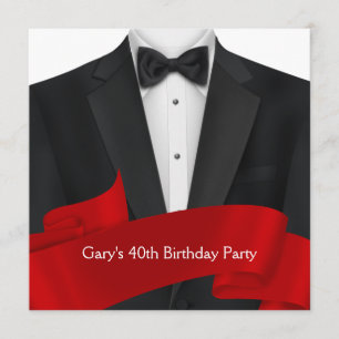Invitation Anniversaire d'homme en smoking noir