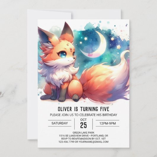 Invitation Anniversaire Digital Pastel Fox (Devant)