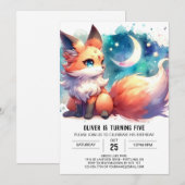 Invitation Anniversaire Digital Pastel Fox (Devant / Derrière)
