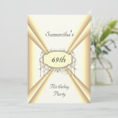 Invitation Anniversaire Dîner fête blanc et jaune or (Debout devant)