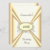 Invitation Anniversaire Dîner fête blanc et jaune or (Devant / Derrière)