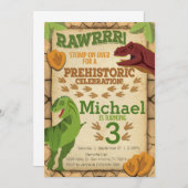 Invitation Anniversaire Dinosaur, Invitation T-Rex (Devant / Derrière)