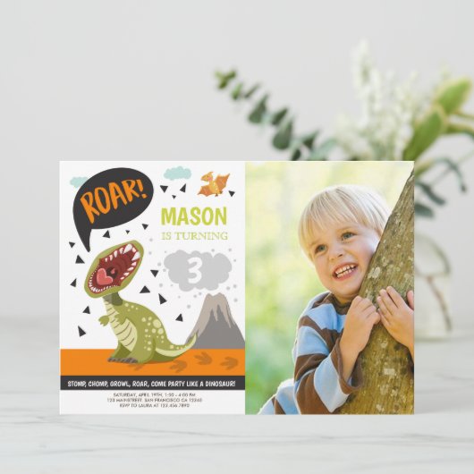 Invitation Anniversaire Dinosaur ROAR Dino Stomp C (Debout devant)