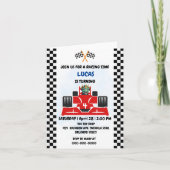 Invitation Anniversaire Dinosaur voiture de course garçon cou (Devant)