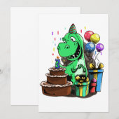 Invitation Anniversaire Dinosaure - 3 Ans (Devant / Derrière)